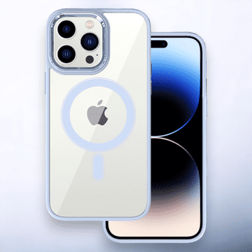 Infostyle Ovitek "Magnetic Clear - MagSafe" za iPhone 15 Svetlo modra / PC + TPU silikon