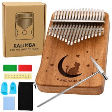 slomart Kalimba LEAN TOYS, 17 tipk, leseni instrument, s torbico in pripomočki