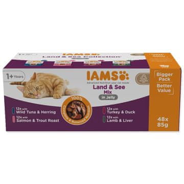 IAMS Kapsula Delights Adult morsko in kopensko meso v želeju 4080g (48x85g)