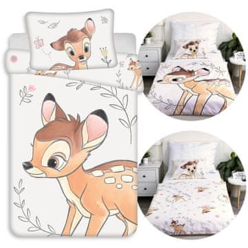 Disney DISNEY Bambi Bežna, dvostranska otroška posteljnina iz bombaža z zadrgo, 100% bombaž 100x135cm+40x60cm OEKO-TEX