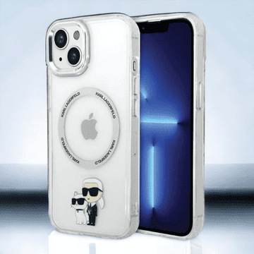 Infostyle Silikonski ovitek Karl Lagerfeld "Karl & Choupette" za iPhone 13/14/15 s tehologijo MagSafe (KLHMP13MHNKCIT; KLHMP14SHNKCIT) Prozorna / PC + TPU silikon