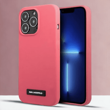 Infostyle Ovitek Karl Lagerfeld "Saffiano Plaque - fuchsia" za iPhone 13 Pro (KLHCP13LSLMP1PI) Roza / Silikon