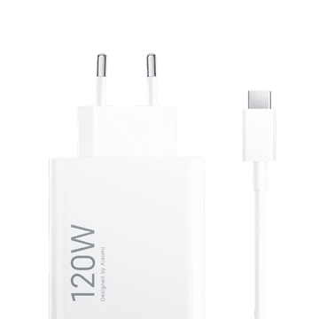 Infostyle Komplet polnilnik "Xiaomi" 120W, Type-A + kabel type C Bela