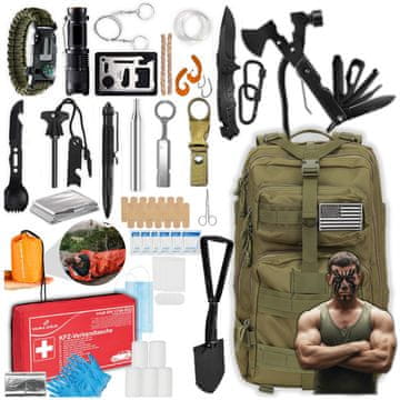 shumee Vojaški nahrbtnik za preživetje z opremo Essentials Survival Kit XL