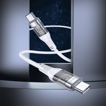 Infostyle Polnilni kabel "Transparent shell" USB C - USB C 60W Bela
