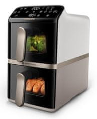 shumee Cvrtnik na vroč zrak PHILIPS Ovi Stacked Dual Basket Airfryer NA462/80 črne/svileno bele/svileno bež/bakrene barve