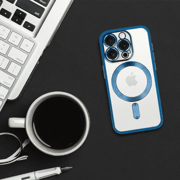 Infostyle Ovitek "Metallic MagSafe" za iPhone 15 Plus Temno modra / TPU silikon