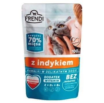 Pieces FRENDI mokra hrana za mačke s puranom v omaki, 100 g