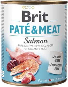 slomart BRIT Paté & Meat s lososom - mokra hrana za pse, 800g