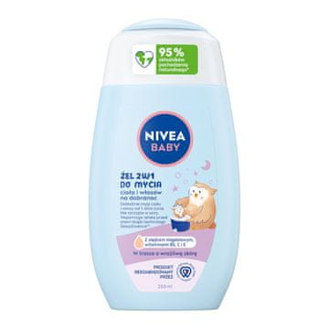 BEIERSDORF nivea baby 2-v-1 gel za umivanje telesa in las za lahko noč 200 ml