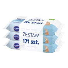BEIERSDORF nivea otroški robčki 99 % čista voda 3 x 57 kosov