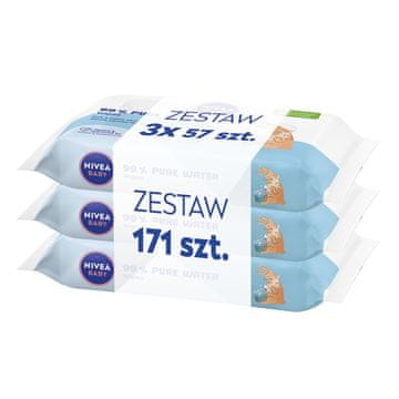 BEIERSDORF nivea otroški robčki 99 % čista voda 3 x 57 kosov