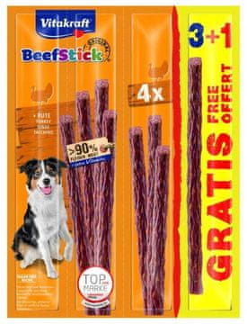 Věka VITAKRAFT Beef Stick Turkey - pasja poslastica - 3+1 gratis