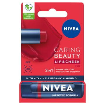 BEIERSDORF nivea Caring Beauty 3v1 rdeč balzam za ustnice 4