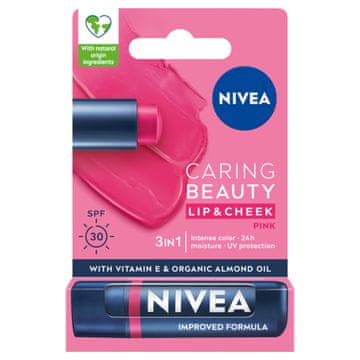BEIERSDORF nivea Caring Beauty 3v1 roza balzam za ustnice 4
