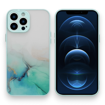 Infostyle Ovitek "Transparent Marble" za iPhone 13 Pro Max Svetlo zelena / PC + TPU silikon
