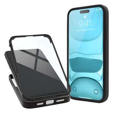 Infostyle Ovitek "360° Edge" za iPhone 14 Pro Max Črna / PC + TPU silikon
