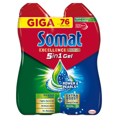Excellence Premium 5in1 Duo Gel za strojno pomivanje posode, 2x38, 76 pranj
