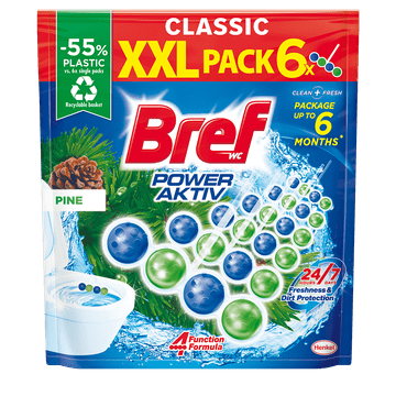 Bref Color Auto Active Pine osvežilec za WC školjko, bor, 6x50g
