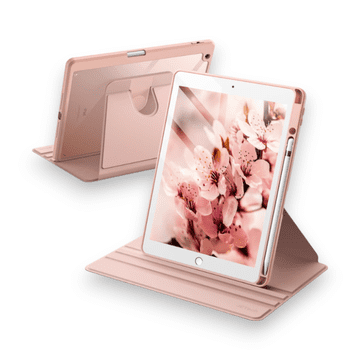 Infostyle Preklopna torbica "Rotating " za tablični računalnik Apple iPad 9/8/7 10.2" Svetlo roza / PC + TPU silikon