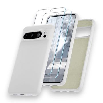 Infostyle Komplet silikonski ovitek + 2x zaščitno steklo za Google Pixel 8 Pro Bela / PC + TPU silikon