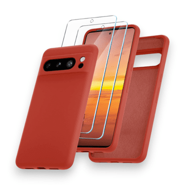 Infostyle Komplet silikonski ovitek + 2x zaščitno steklo za Google Pixel 8 Pro Oranžna / PC + TPU silikon