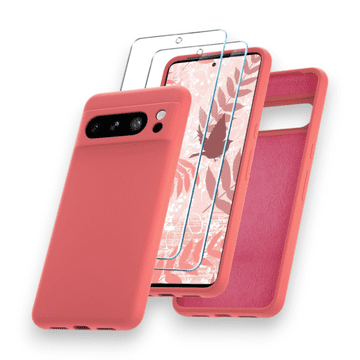 Infostyle Komplet silikonski ovitek + 2x zaščitno steklo za Google Pixel 8 Pro Svetlo oranžna / PC + TPU silikon