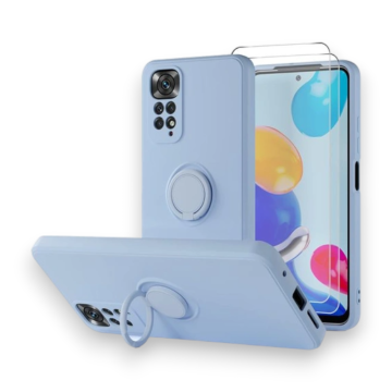 Infostyle Komplet silikonski ovitek z ringom + 2 zaščitni stekli za Xiaomi Redmi Note 11/11s 4G Pastelno vijolična / TPU silikon