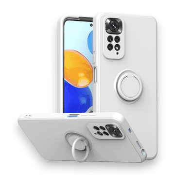 Infostyle Komplet silikonski ovitek z ringom + 2 zaščitni stekli za Xiaomi Redmi Note 11/11s 4G Bela / TPU silikon