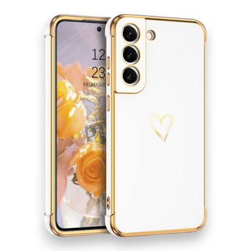 Infostyle Komplet silikonski ovitek "Heart" + 2 zaščitni stekli za Samsung Galaxy S22 Bela / PC + TPU silikon