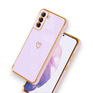 Infostyle Komplet silikonski ovitek "Heart" + 2 zaščitni stekli za Samsung Galaxy S22 Pastelno vijolična / PC + TPU silikon