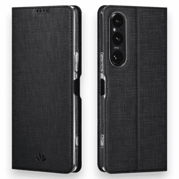 Infostyle Preklopna torbica "Foluu Folio" za Sony Xperia 1 V 2023 Črna / Ekološko usnje + TPU silikon