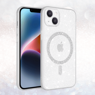 Infostyle Ovitek "Glitter MagSafe" za iPhone 14 Bela / PC + TPU silikon