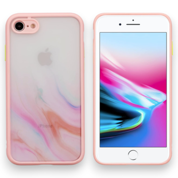 Infostyle Ovitek "Transparent Marble" za iPhone 7 Plus/ 8 Plus Roza / PC + TPU silikon