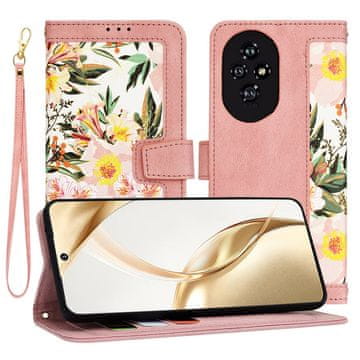 Infostyle Preklopna torbica "Flower Bed" za Honor 200 Lite Roza / Umetno usnje + TPU silikon