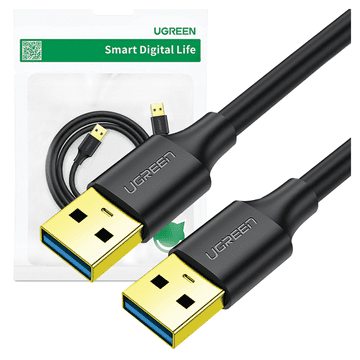 Ugreen US128 90576 USB-A 3.0 / USB-A 3.0 5Gb/s kabel 3 m - črne barve
