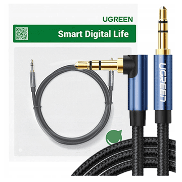 Ugreen UGREEN KĄTOWY KABEL AUX 2 X MINI JACK 3,5 MM 1M NIEBIESKI (AV112)