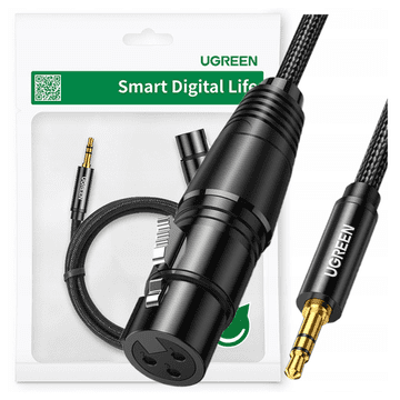 Ugreen avdio kabel 3,5 mm mini vtičnica (moški) - XLR (ženski) 1 m črne barve (AV182)