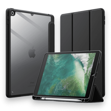 Infostyle Preklopna torbica za tablični računalnik Apple iPad 6/5 9.7" (2018/2017) z držalom za pisalo Črna / PC + TPU silikon