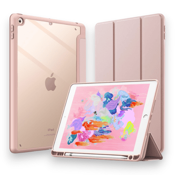 Infostyle Preklopna torbica za tablični računalnik Apple iPad 6/5 9.7" (2018/2017) z držalom za pisalo Svetlo roza / PC + TPU silikon