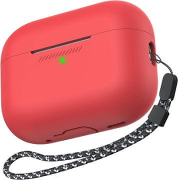Infostyle Silikonski ovitek za slušalke "Skin" s paščkom za AirPods Pro 2 Rdeča