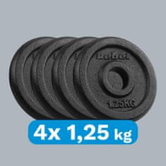 Rebel Komplet uteži iz litega železa 4x1,25 kg, luknja 5 kg, 31 mm, klasična plošča