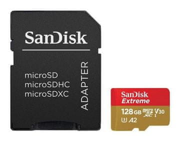 shumee SANDISK microSDXC Extreme pomnilniška kartica 128 GB 190 MB/s A2 C10 V30 UHS-I U3 SDSQXAA-128G-GN6MA