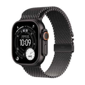 shumee Pametna ura APPLE Watch Ultra 3 GPS + Cellular, 49 mm črno titanovo ohišje, črn milanski zapestnik - velikost M MF1Q4QP/A
