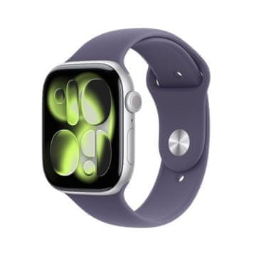 shumee Pametna ura APPLE Watch Series 11 GPS, 46 mm srebrno aluminijasto ohišje, mlečno vijoličen športni pašček - velikost M/L MEVA4MP/A