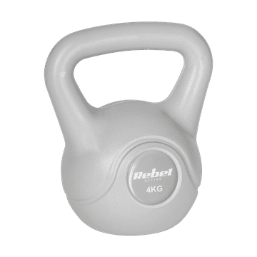 Rebel Utežna žoga za kettlebell 4 kg, siva, za vadbo ABS Rebel