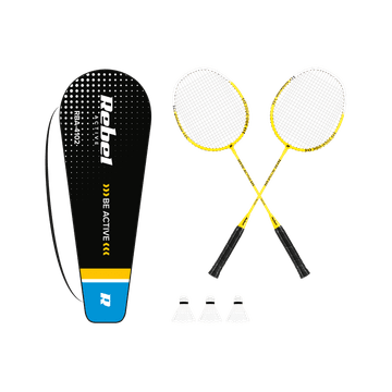 Rebel Aluminijast komplet za badminton, 2x lopar, 3x žogice, kovček Rebel