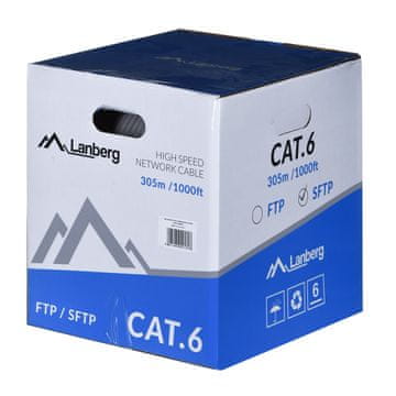 LANBERG SFTP KABEL CAT.6 305M CU ŽICA SIVA