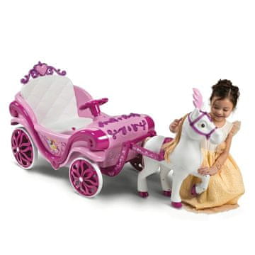 slomart Huffy električna kočija Disney Princess s konjem 6V, roza