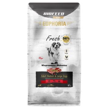 BIOFEED BIOFEED EUPHORIA Fresh Suha hrana za pse, Medium & Large, svinjina z govedino, 12 kg